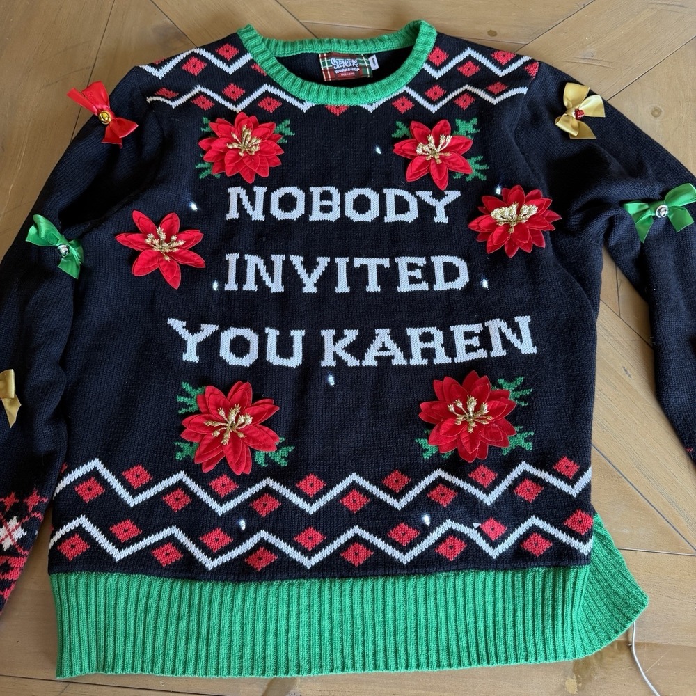 Spencer's Workshop Nobody Invited You Karen Ugly Christmas Sweater Large - Picture 6 of 8